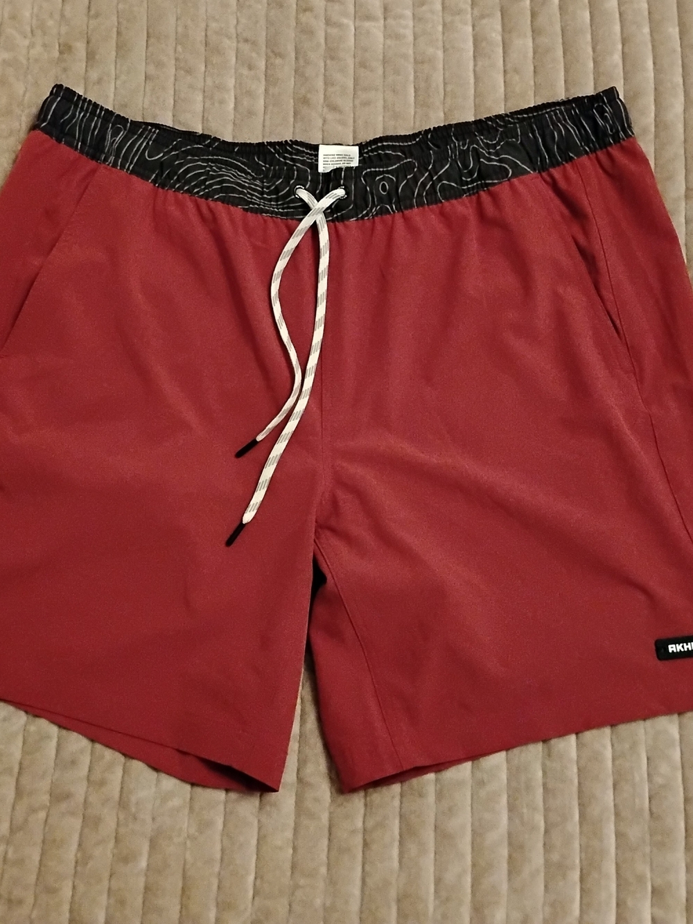 Mens Athletic Drawstring Shorts - Red